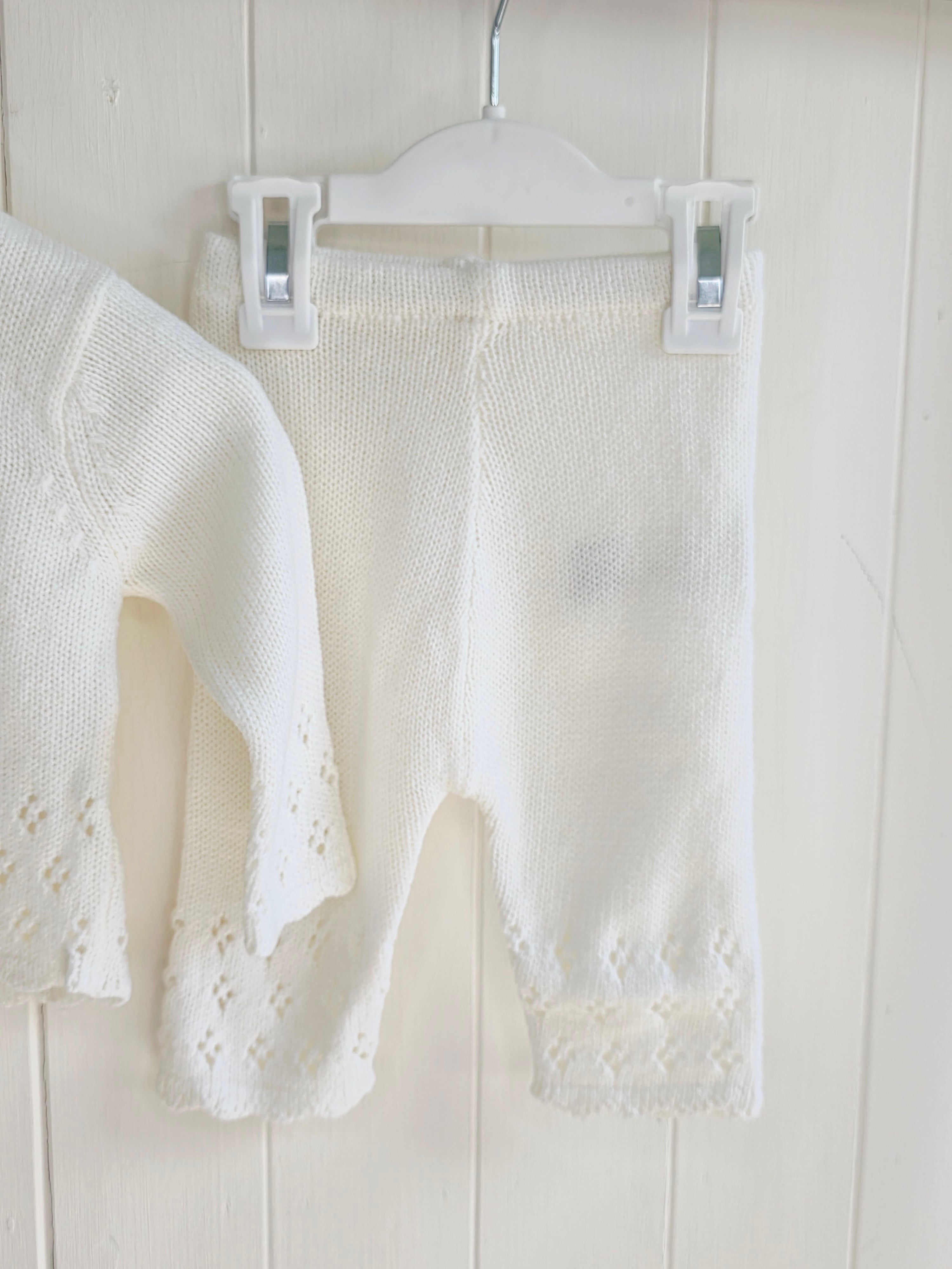 Rock A Bye Baby Boutique - 3-6 months girls off white knit jumpers and bottoms set