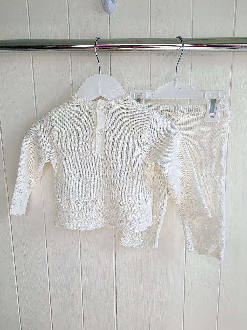 Rock A Bye Baby Boutique - 3-6 months girls off white knit jumpers and bottoms set