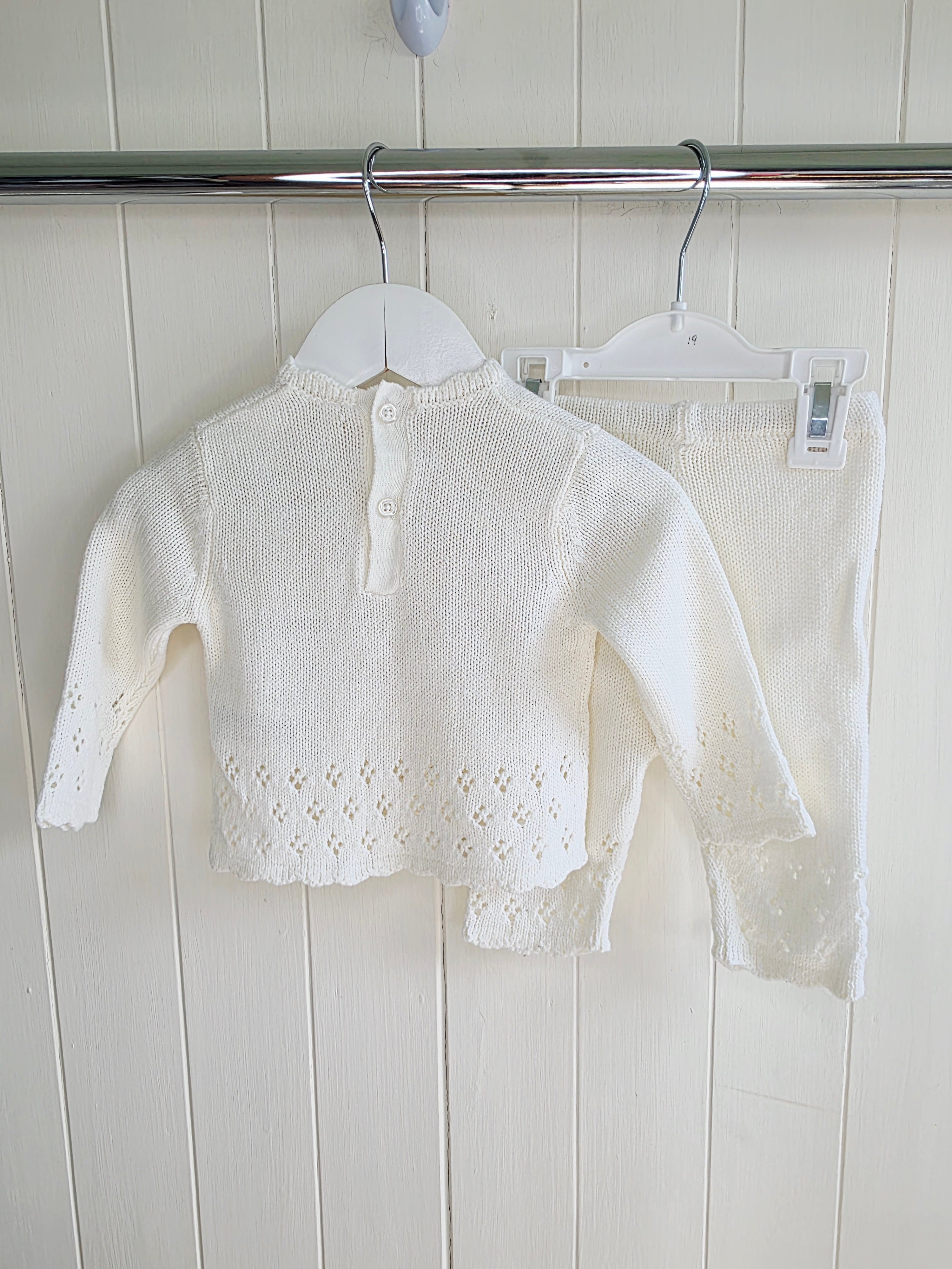 Rock A Bye Baby Boutique - 3-6 months girls off white knit jumpers and bottoms set