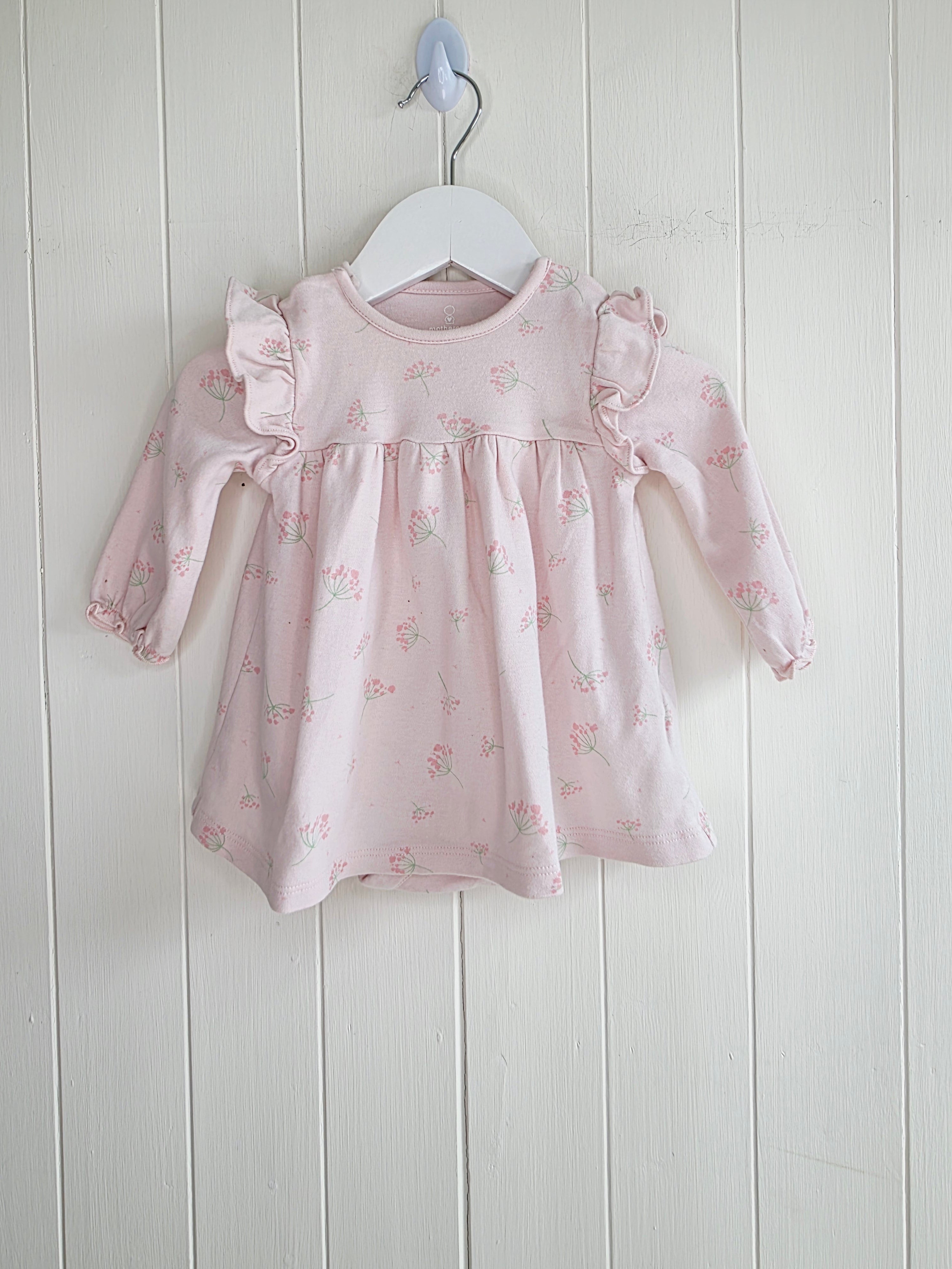 Mothercare - 3-6 months girls pink bodysuit dress featuring floral print