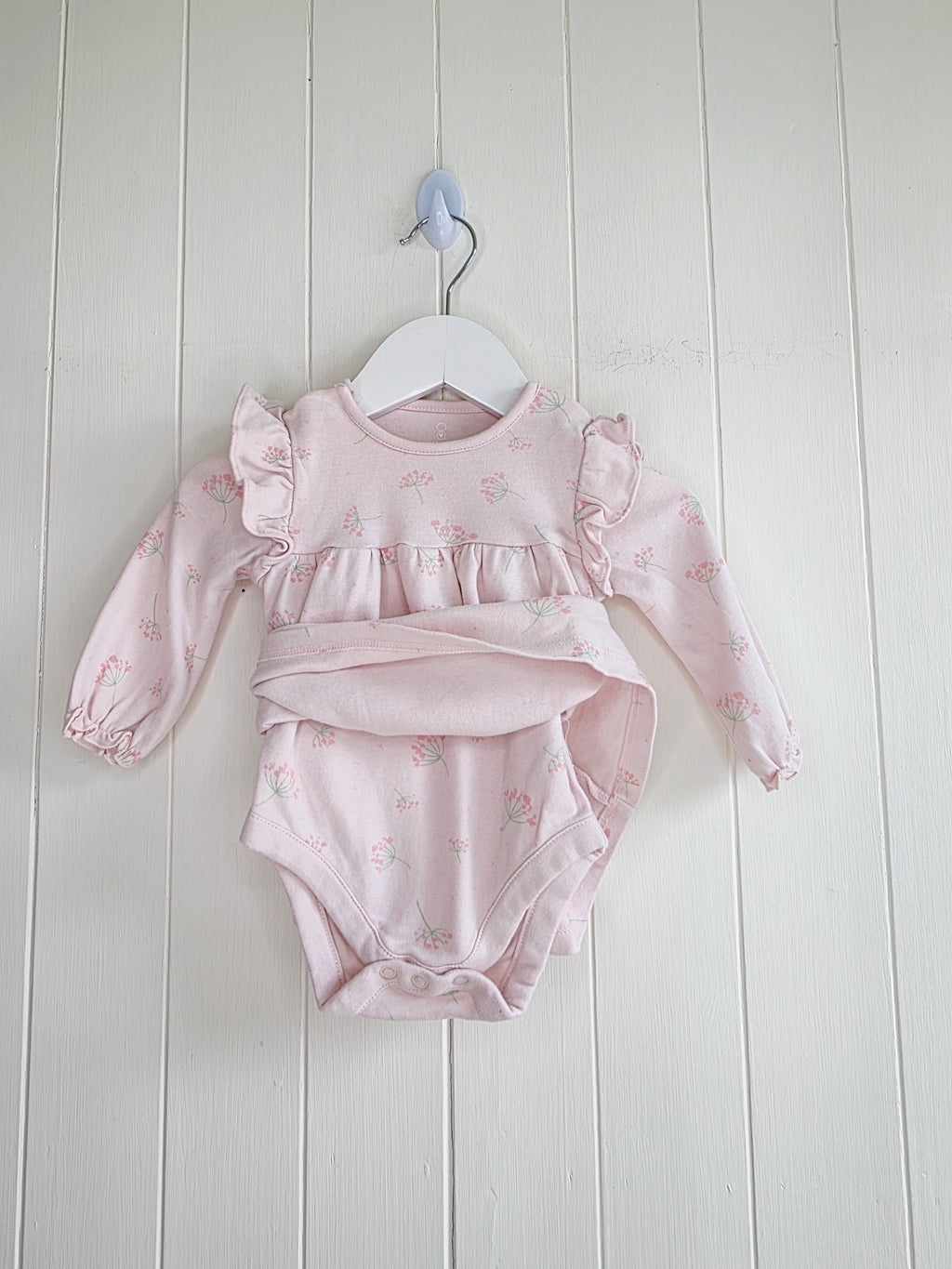 Mothercare - 3-6 months girls pink bodysuit dress featuring floral print