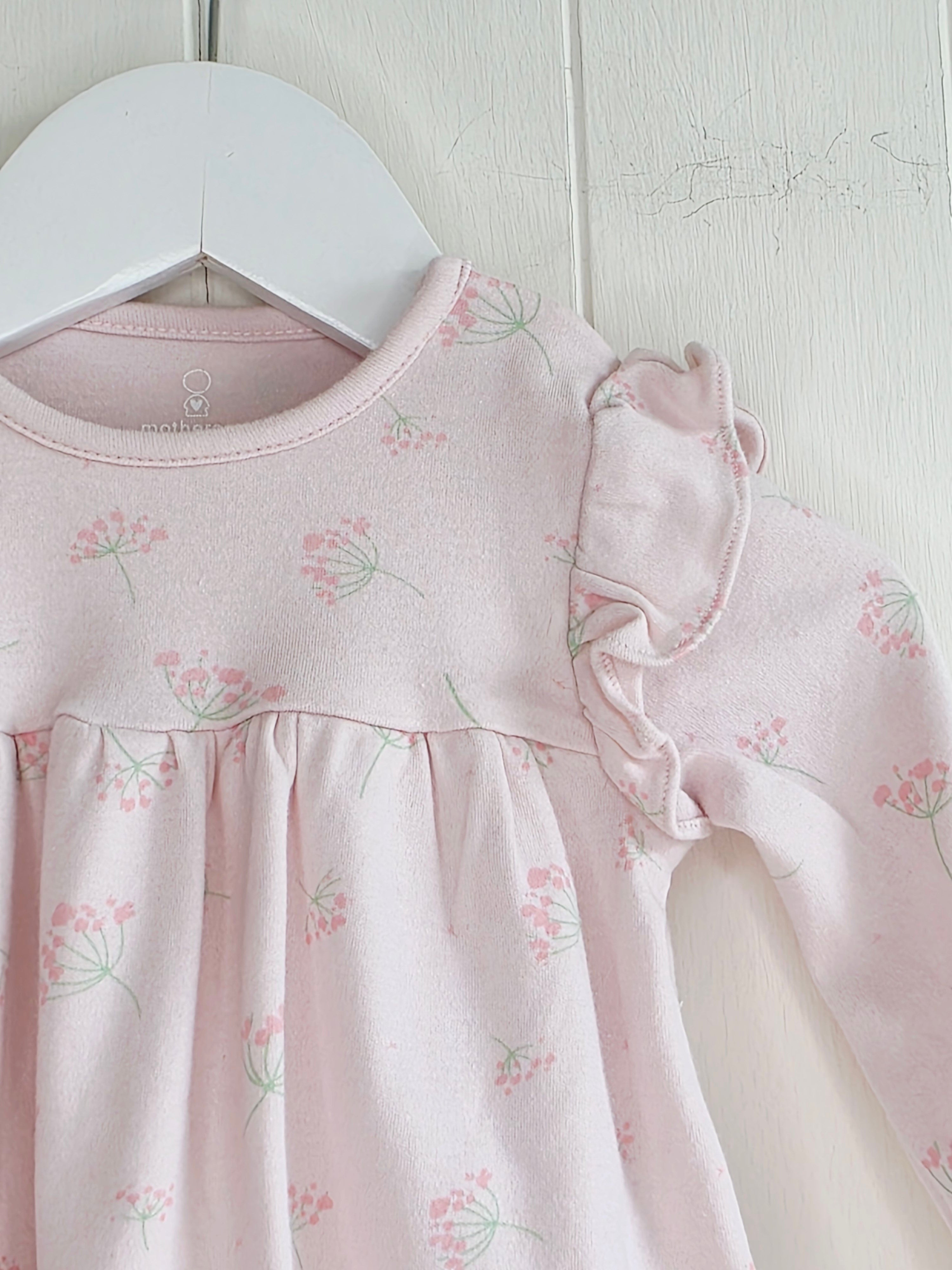 Mothercare - 3-6 months girls pink bodysuit dress featuring floral print