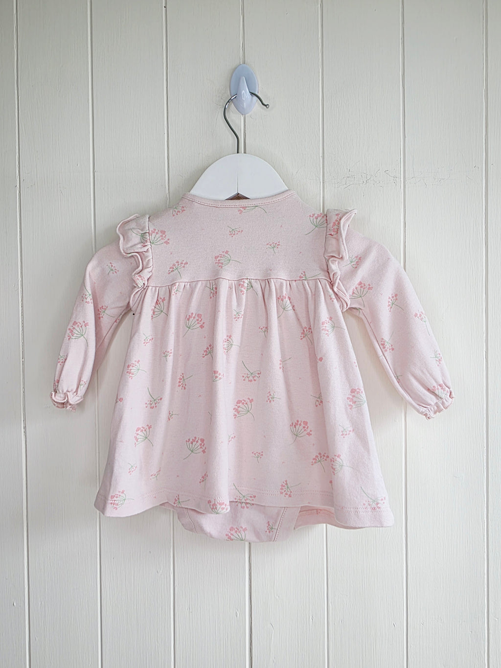 Mothercare - 3-6 months girls pink bodysuit dress featuring floral print