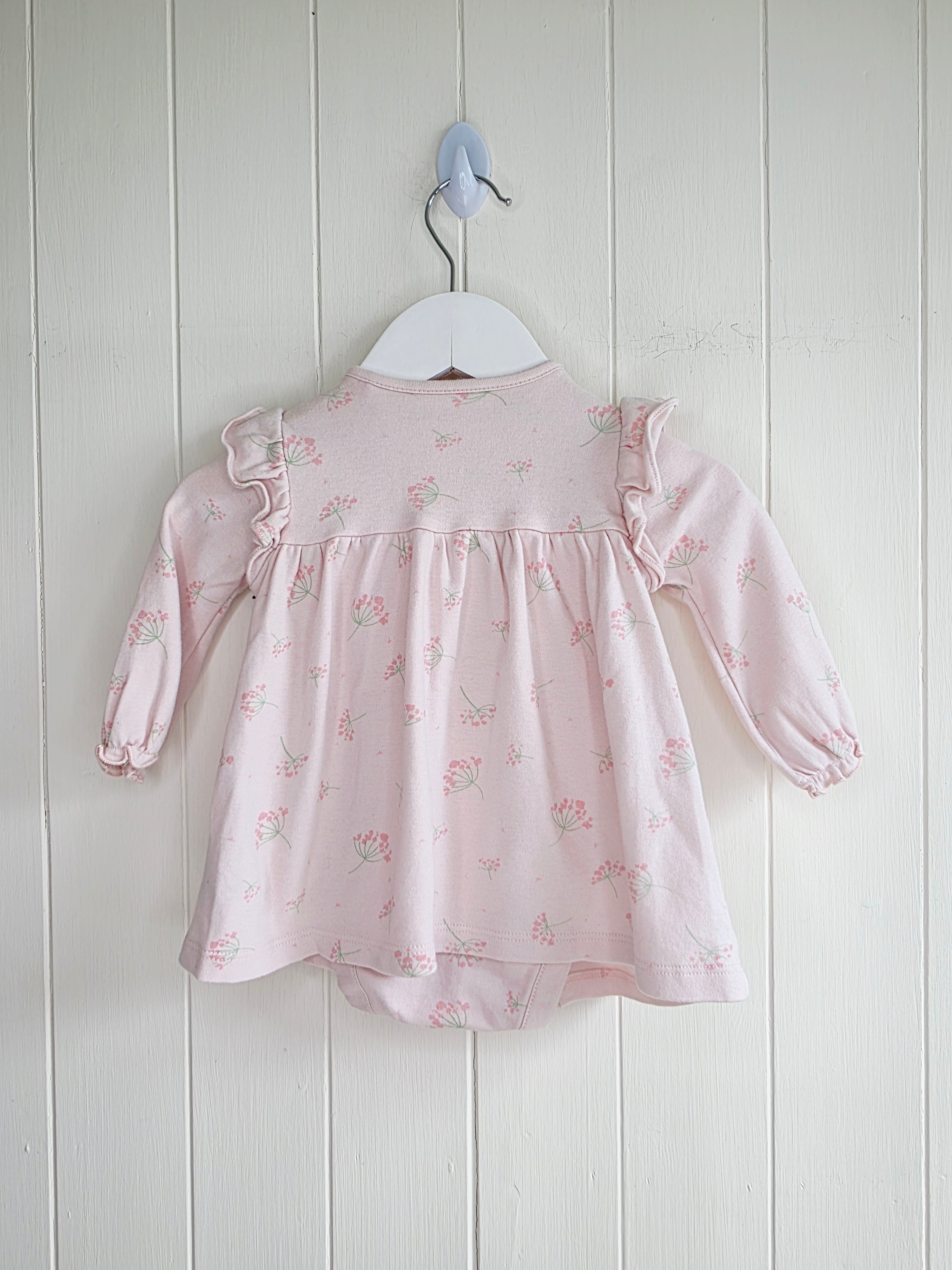 Mothercare - 3-6 months girls pink bodysuit dress featuring floral print