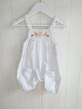 Pumpkin Patch - 3-6 months girls white corduroy romper featuring embroidered