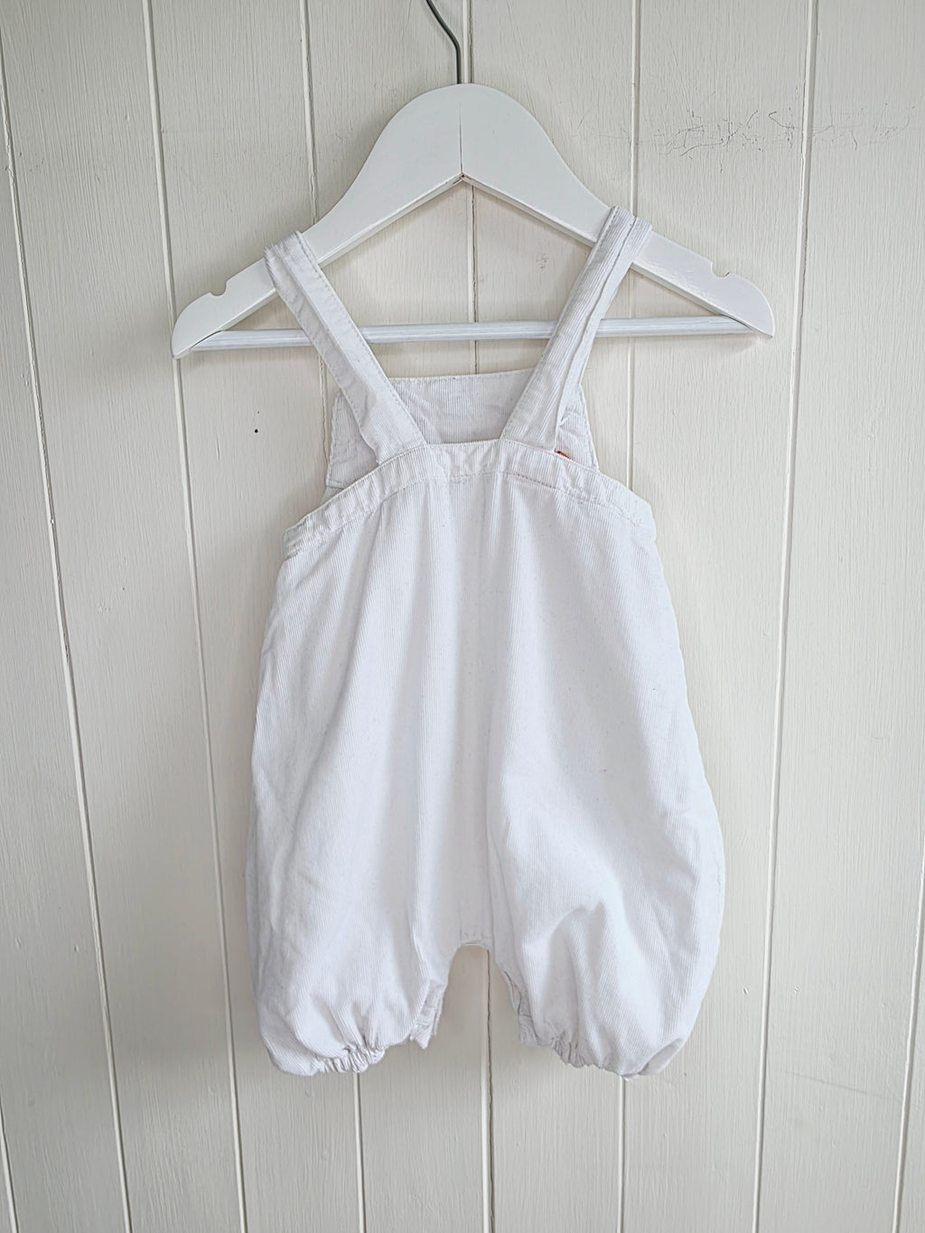 Pumpkin Patch - 3-6 months girls white corduroy romper featuring embroidered