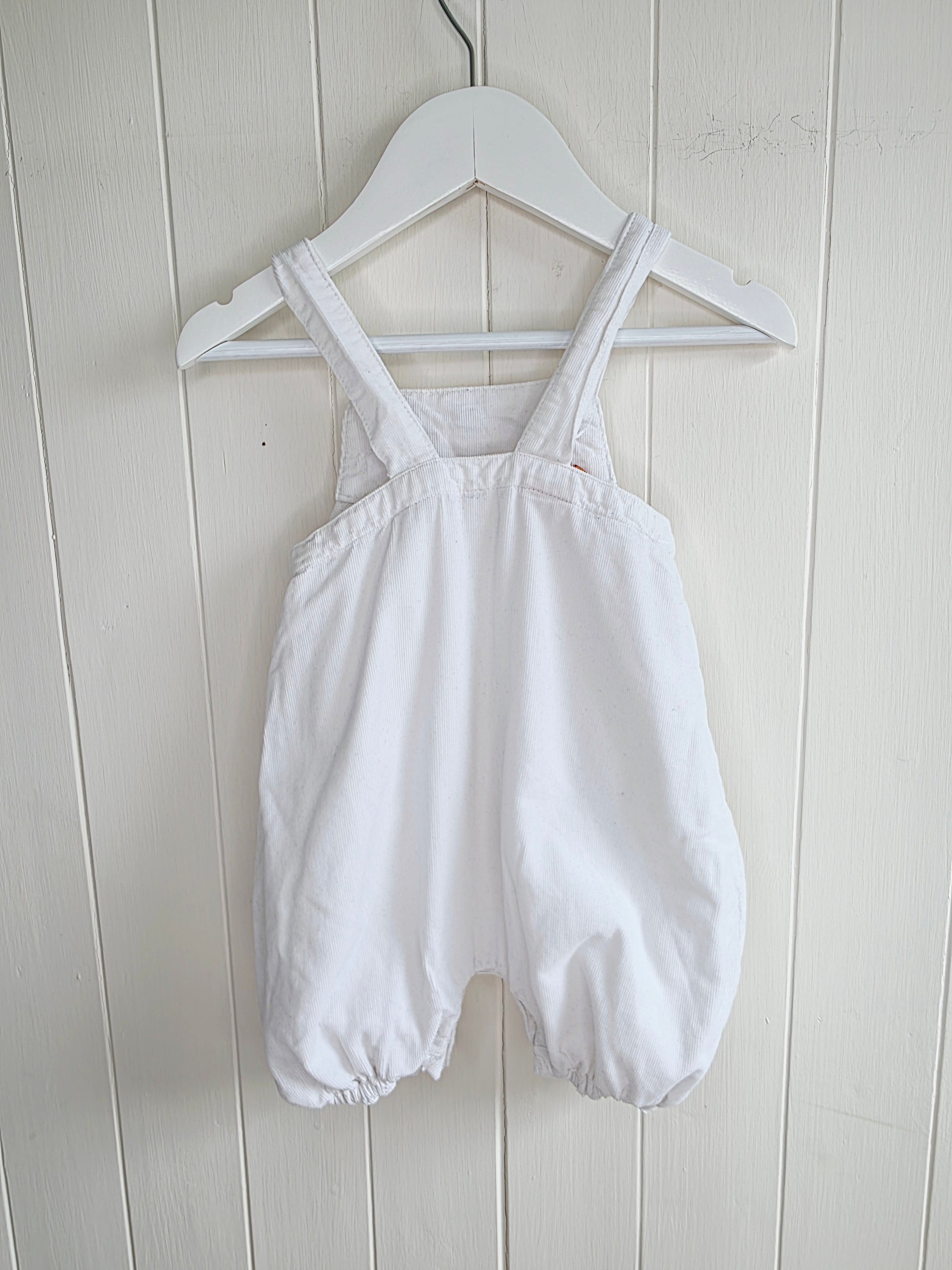 Pumpkin Patch - 3-6 months girls white corduroy romper featuring embroidered