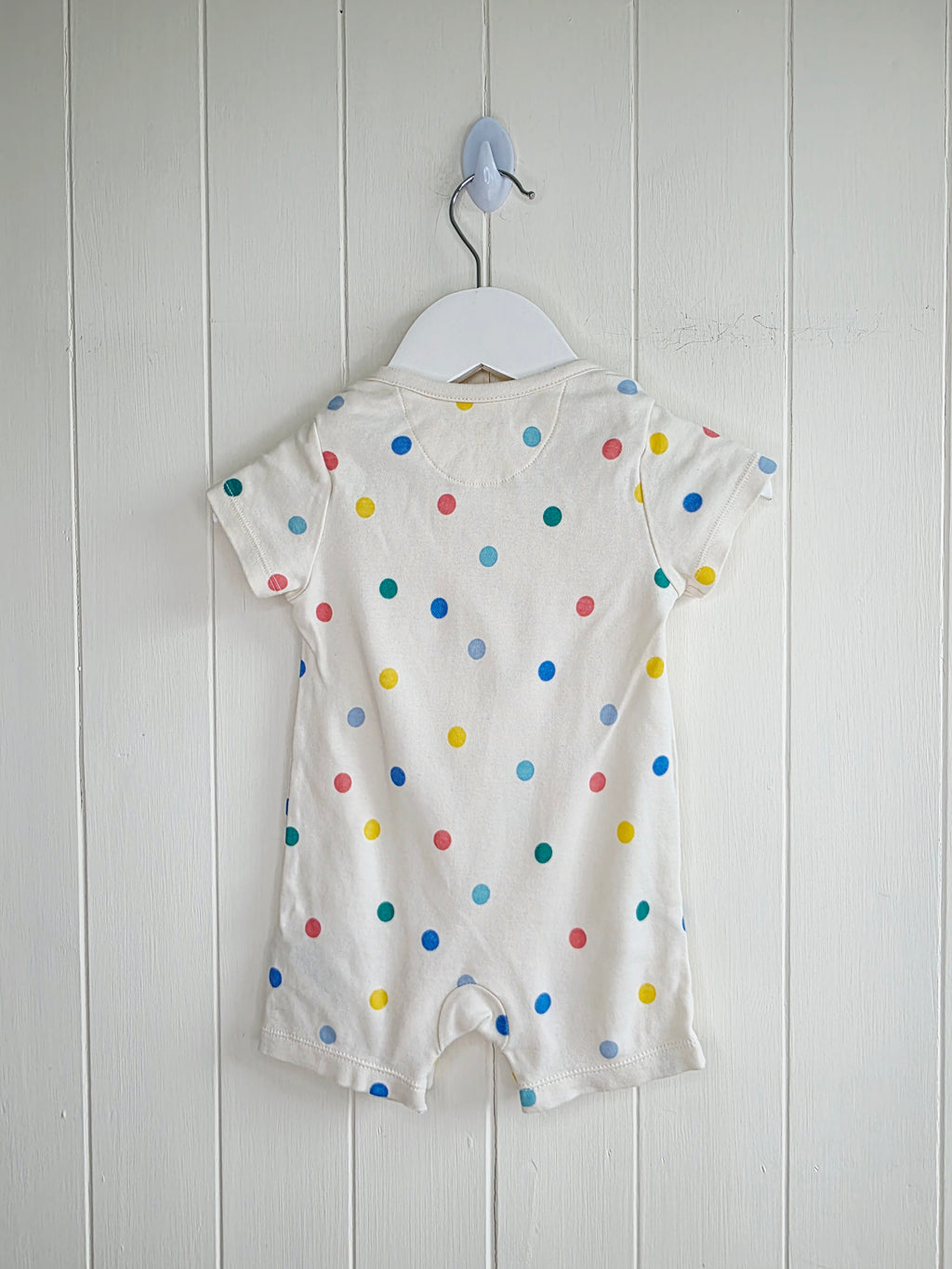 M&S 3-6 months unisex cream romper featuring polka dots