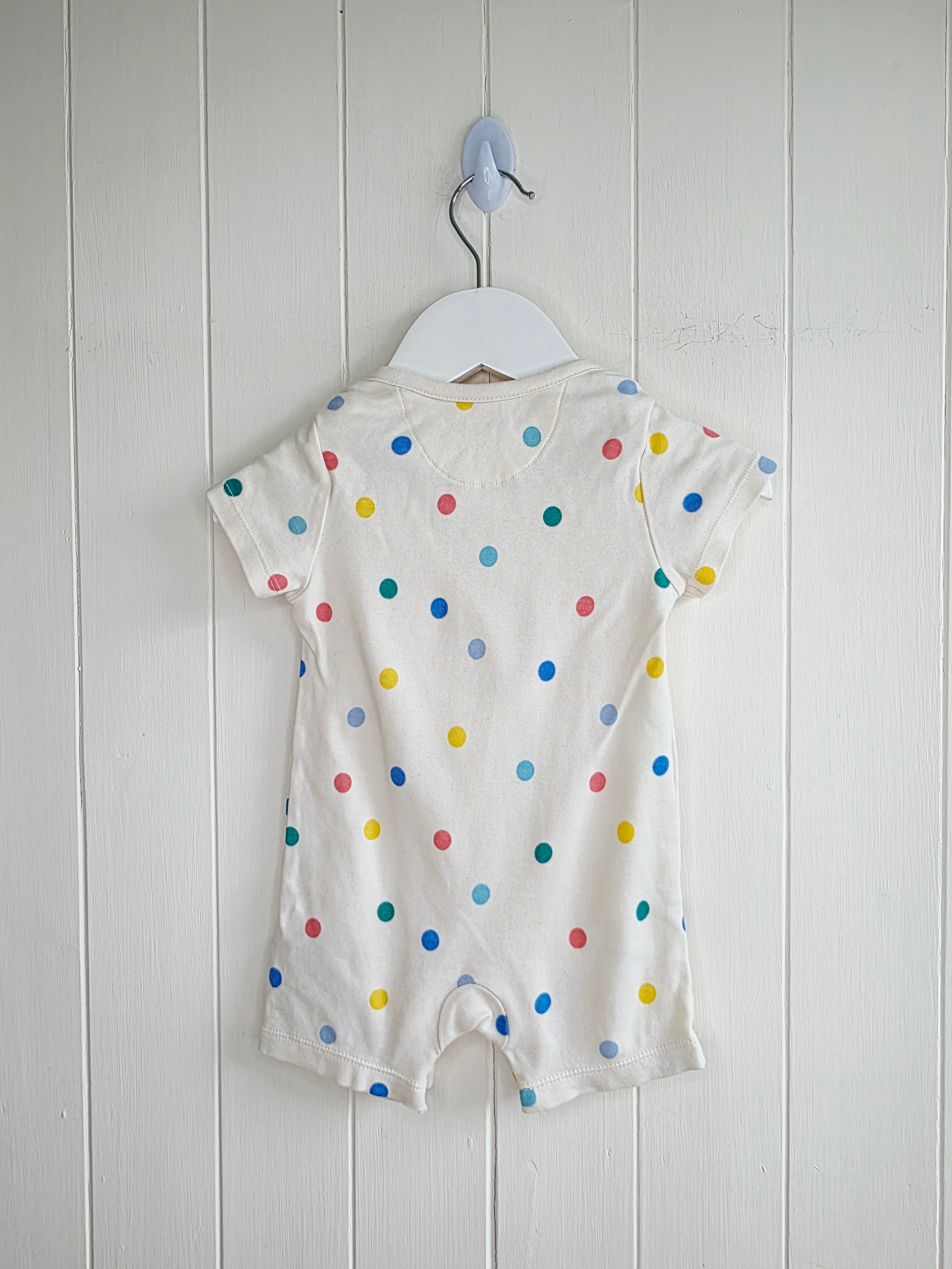 M&S 3-6 months unisex cream romper featuring polka dots