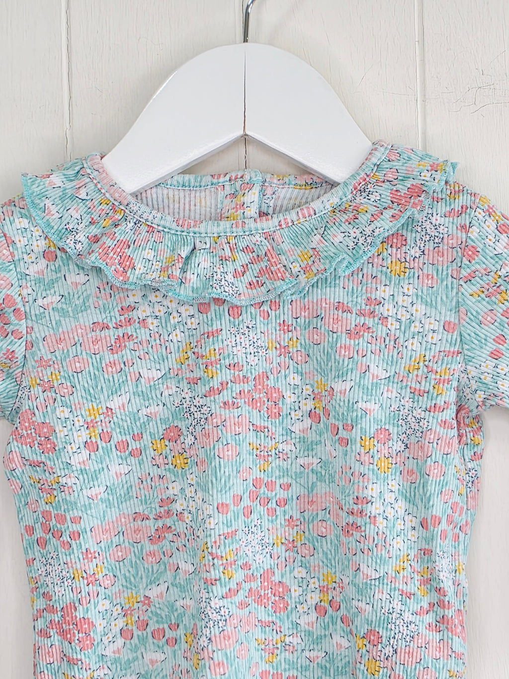 Matalan - 3-6 months girls floral long sleeve top featuring frilly neck line