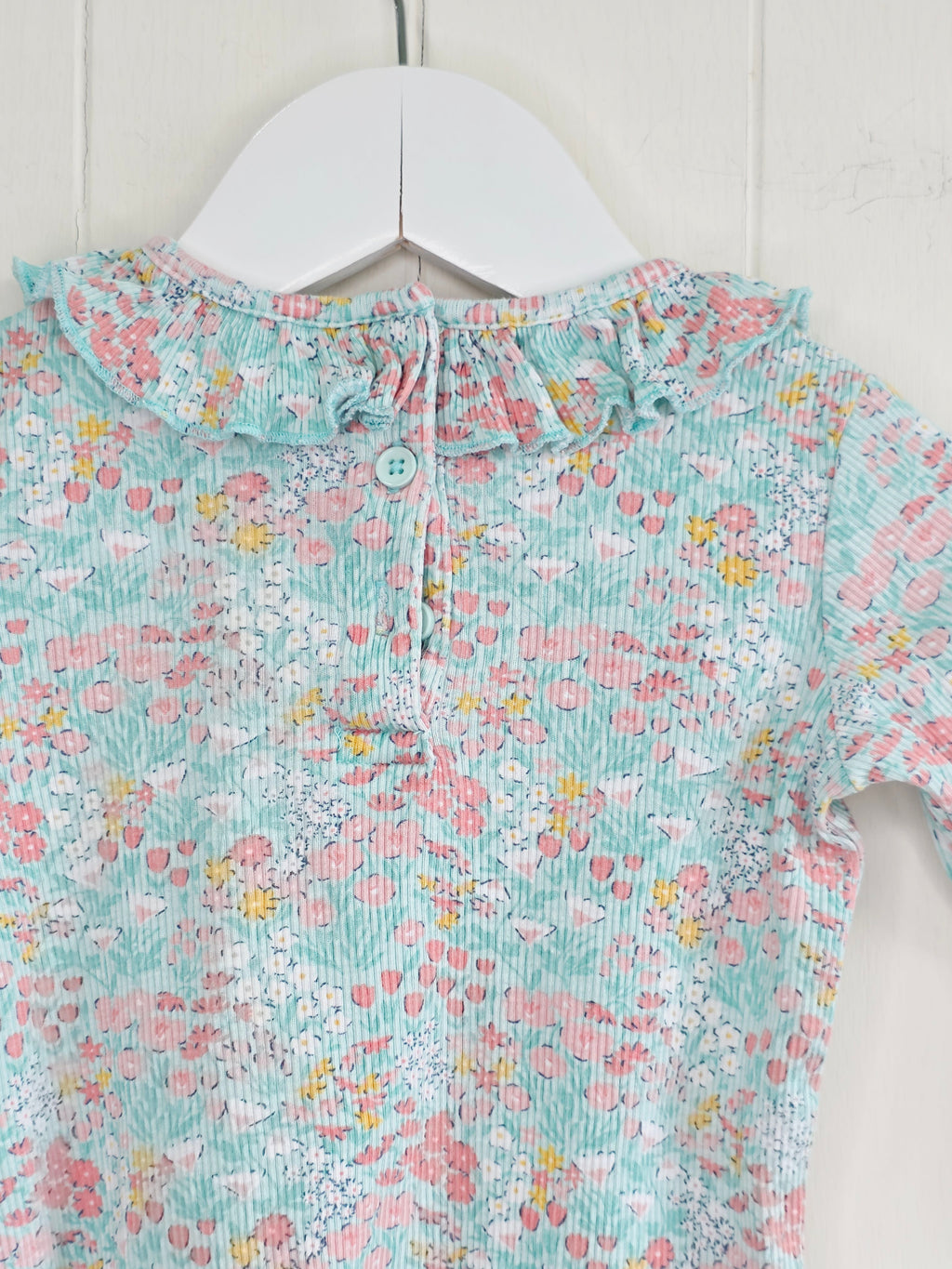 Matalan - 3-6 months girls floral long sleeve top featuring frilly neck line