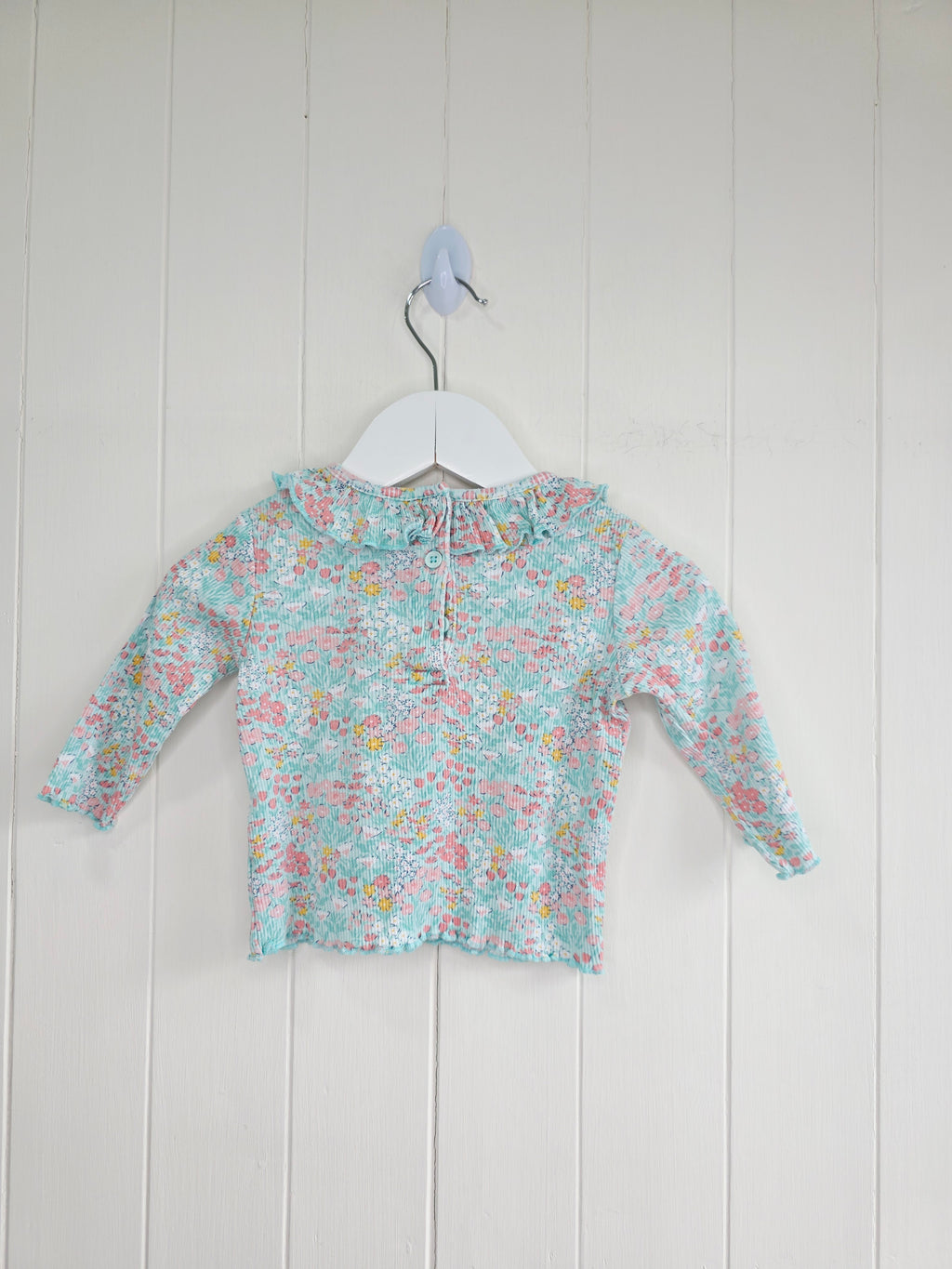 Matalan - 3-6 months girls floral long sleeve top featuring frilly neck line